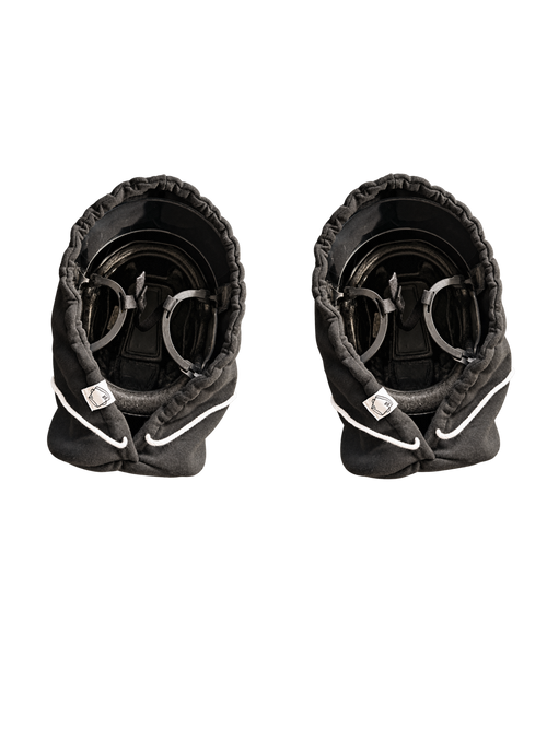 Two black Bucket Hoods arranged side by side on a transparent background