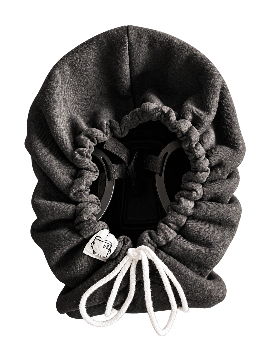 Bucket Hood tied closed and facing upward, with transparent background